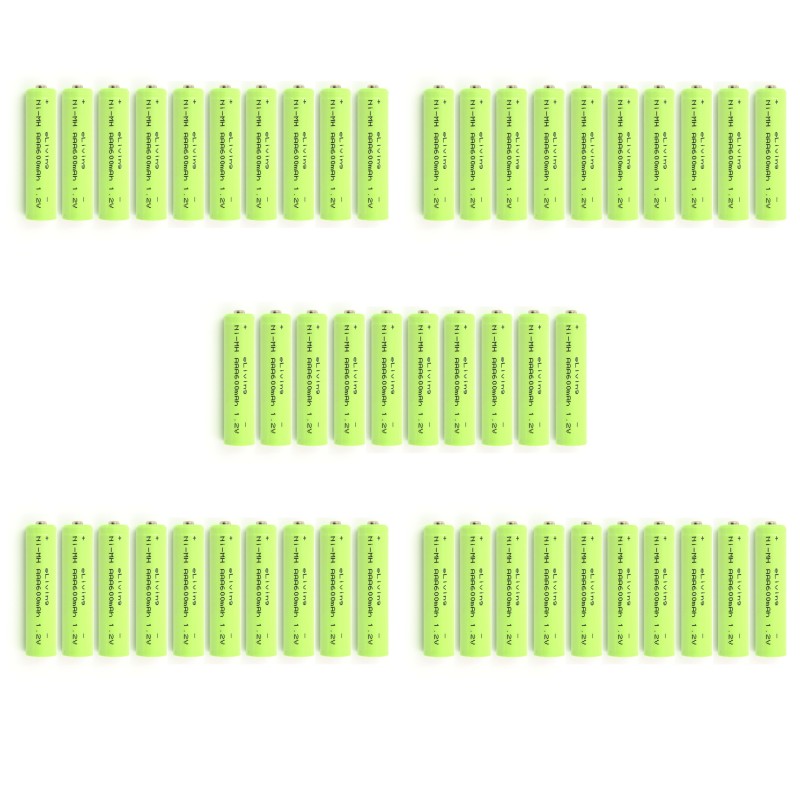 50 piles AAA rechargeables. 1.2V 600mAh NiMH