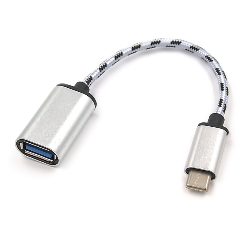 Câble USB-A 3.0 Femelle vers USB-C Mâle OTG Cuivre Gaine PVC Blanc