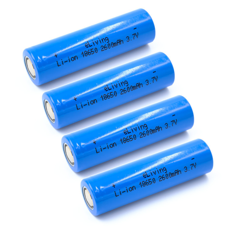 18650 batterijen. 2600mAh 3.7V Li-ion Flat Top. 4x