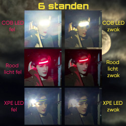 Hoofdlamp met 6 standen, Fel licht, rood licht en verstraler