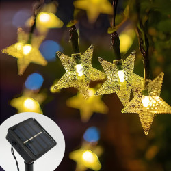 Solarbetriebene Weihnachtsbeleuchtung, LED-Sternenkette, 3 Meter. warmweiß